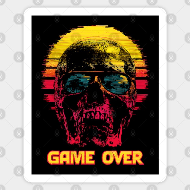 Gamer Skull with Retro Game Over Text Sticker by TuncGK